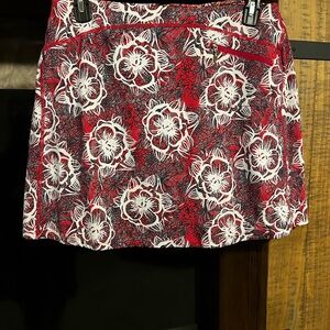 SkirtSports Red Floral Mini Skirt with White Accents